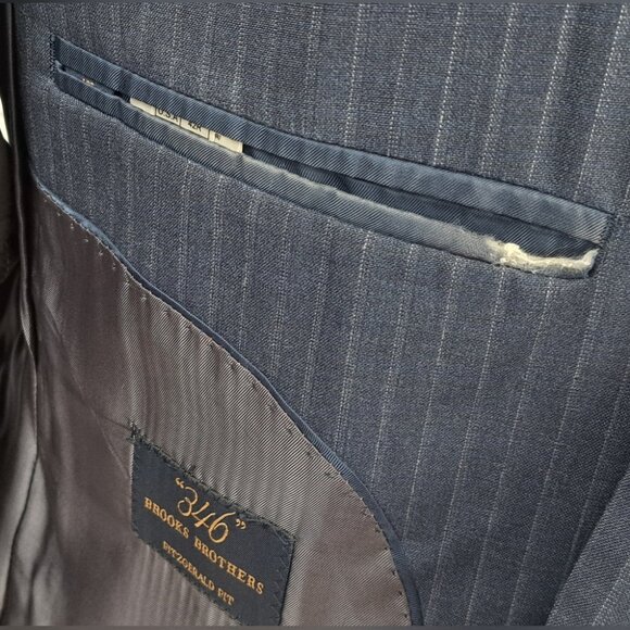 Brooks Brothers Fitzgerald Fit Blazer Sport Coat Navy Striped Wool 1/2 Lined 42R - Picture 16 of 16